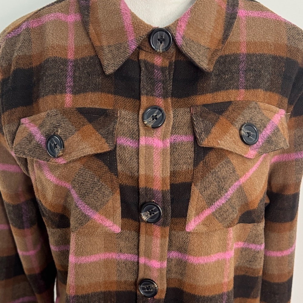 BB Dakota Plaid Button-Down Shirt in Brown and Pink - Picture 3 of 7